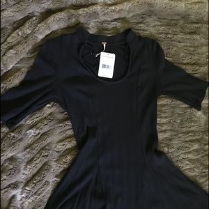 Free People black skater dress with neck cutout